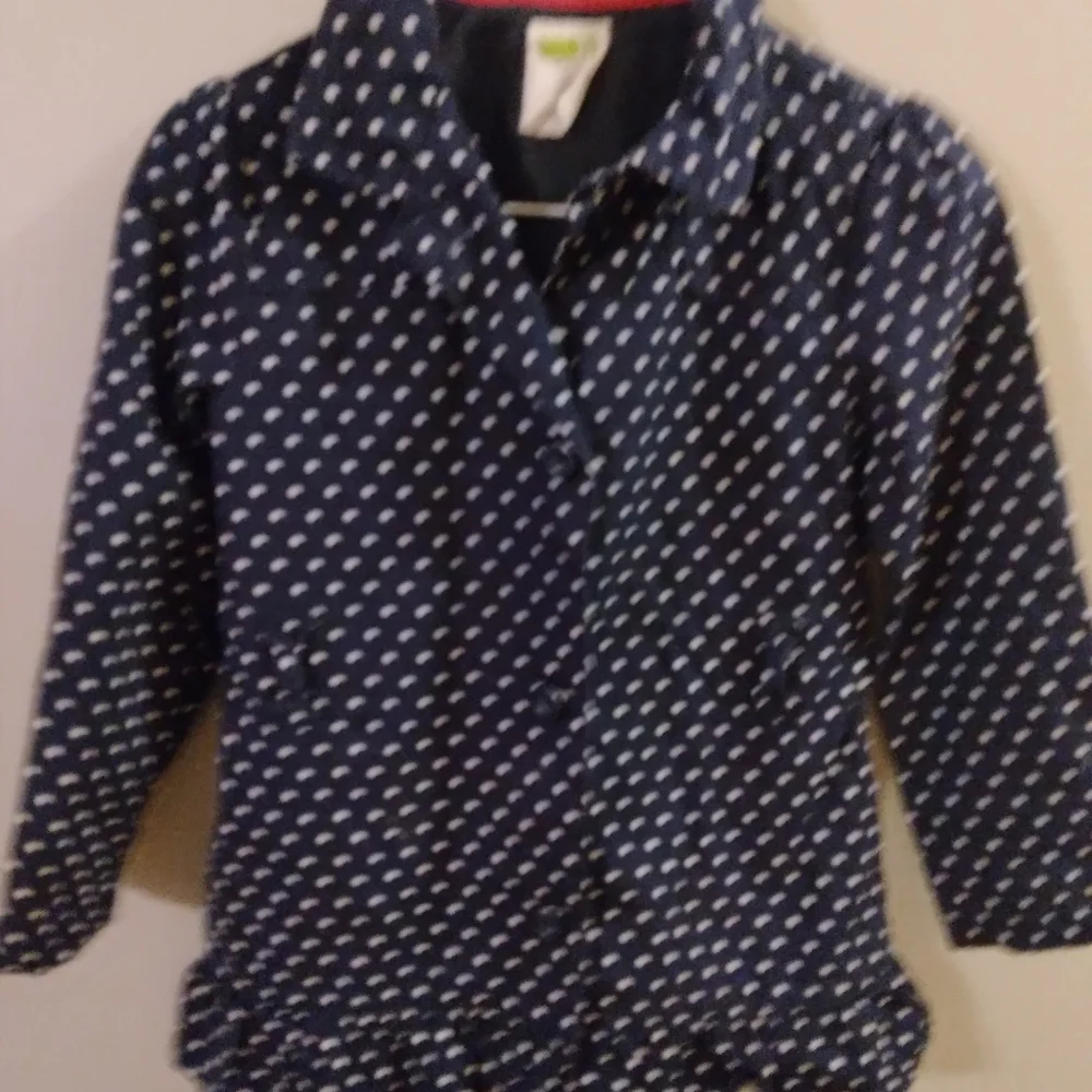 🔴3/$10🔴 Crazy 8 girls sz 7-8 Navy polka-dot jacket - Picture 1 of 9
